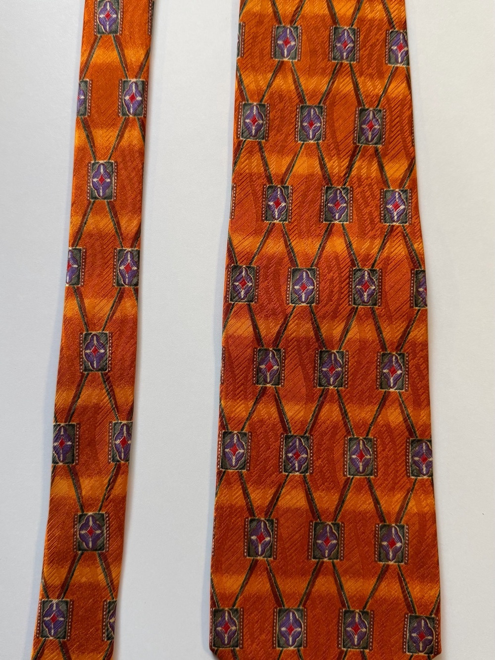 Robert Talbott Best of Class Silk Tie Orange Purple Geometric Vintage USA